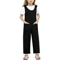 thumbnail image 2 of Jinhomg Girls Boys Overalls Loose Fit Comfy Spaghetti Straps Jumpsuits Lightweight Casual Summer Bib Overalls Toddler Kids Daily Wear Sales Today Clearance Black 7 Years, 2 of 10