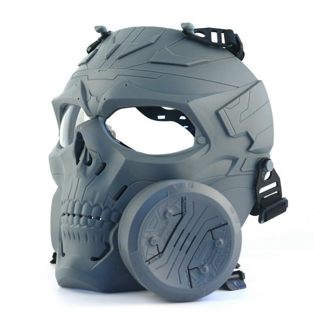 TopOne Tactical Gas Mask Full Face Single Fan Skull Covers Protective Mask for Outdoor Cs Game Masquerade Cosplay