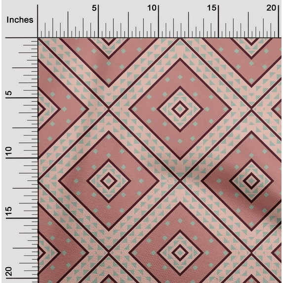 oneOone Georgette Viscose Fabric Diamond|Triangle & Check Geometric Fabric Prints By Yard 42 Inches Wide
