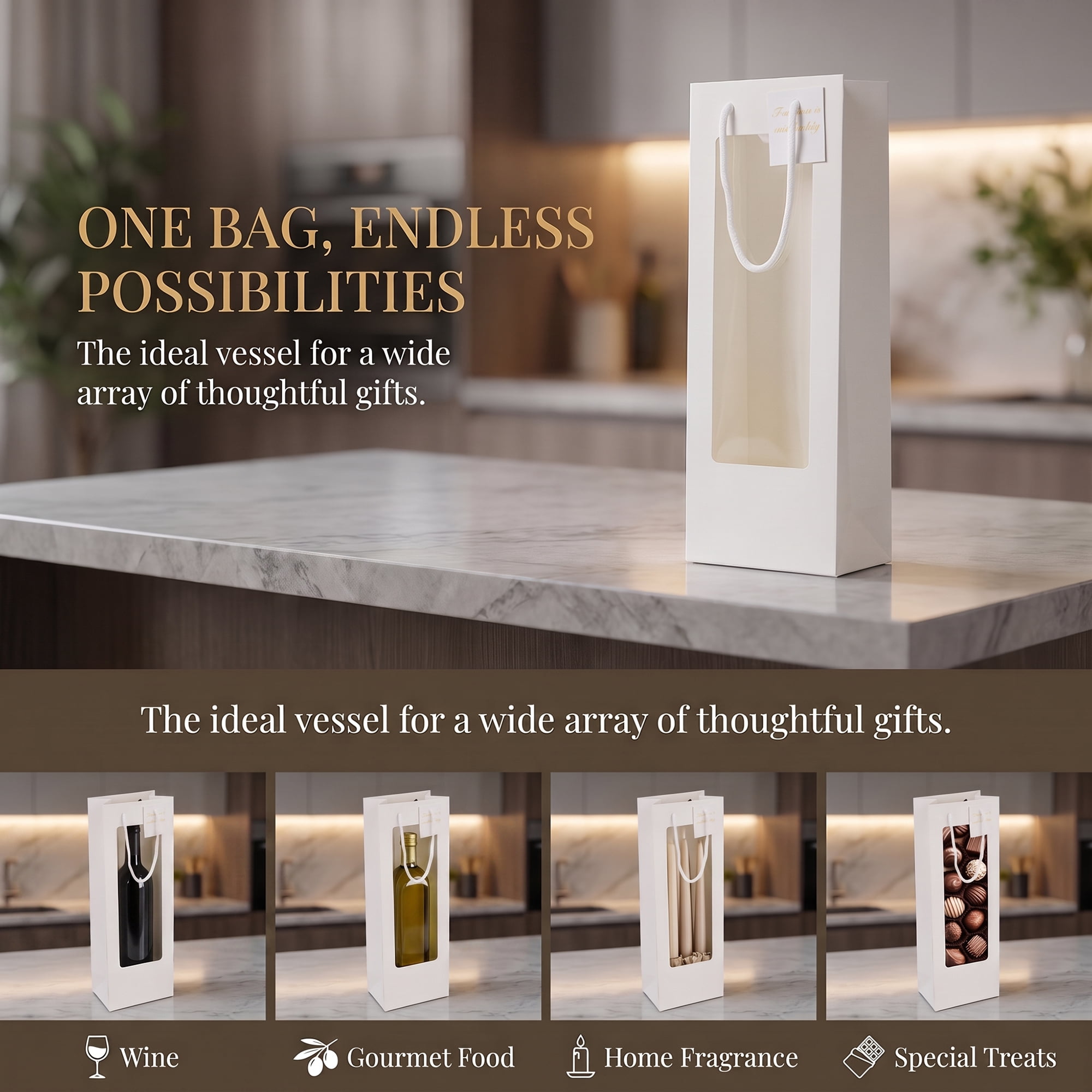 Unique Bargains Gift Bags with Handles to Elevate Gifting White 4.9" x 3.3" x 14.2"