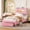 Pink, variant on Memoryfield LED Full Platform Bed with 2-Tier Storage Headboard, Upholstered Frame, Built-in Charging Station, Pink