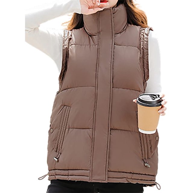 LinYooLi Gilet Matelassé pour Femmes Sans Manches Col Montant d'Hiver Veste 2022
