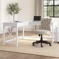 thumbnail image 2 of Pemberly Row Contemporary 60"W L-Shaped Desk in Pure White Oak, 2 of 7