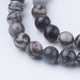 thumbnail image 2 of Natural Netstone Round Beads Strands Black Silk Stone, 2 of 3
