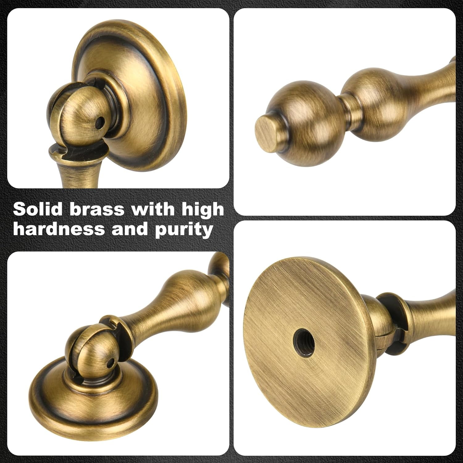 Antique Brass Cabinet Drop Pulls 6 Pack, Solid Brass Dresser Drawers Knobs, Modern Cupboard Wardrobe Pendant Knob, Bedroom Bathroom Cabinet Knob