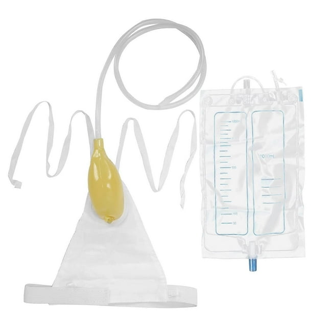 Men's urinal urine bag holder, reusable portable urine bag collector 1000 ml men's urinal male urination device funnel urine