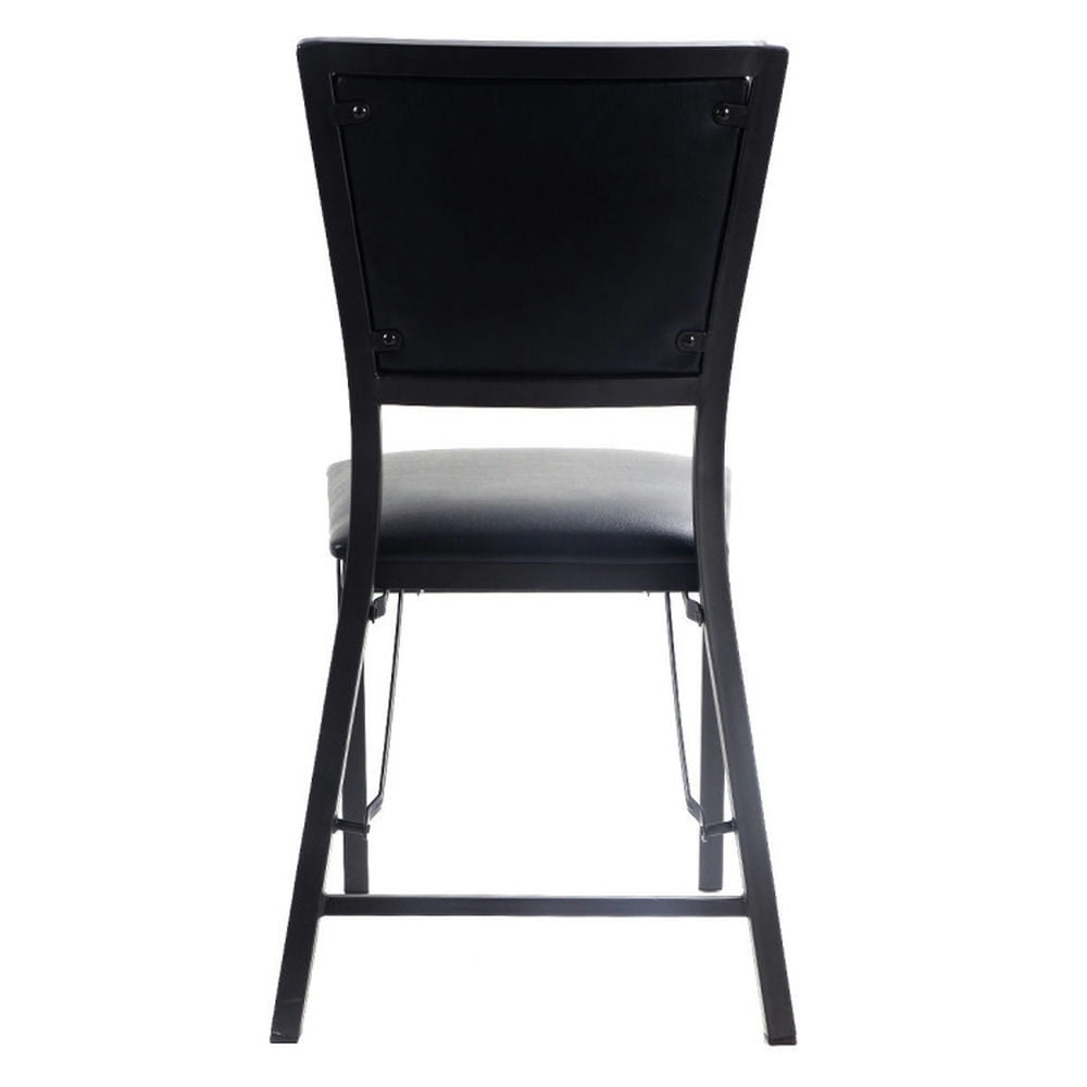 Demi Bonn Set of 2 Metal Folding Dining Chair with Space Saving Design for Living Room, Black