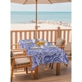 thumbnail image 2 of Outdoor Tablecloths with Umbrella Hole & Zipper, Purple Navy Blue Rectangle Tablecloth 52x70 Inch, Retro Botanical Abstract Art Waterproof Table Cloth, Patio/Pool/Picnic Table Covers, 2 of 8
