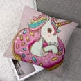 thumbnail image 7 of Cute Cartoon Unicorn Eating Donuts Cotton Linen Throw Pillow Case Cushion Cover Couch Sofa Decorative Square  1 Set of 2, Various Sizes, 7 of 7
