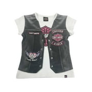 Angle View: Little Girls' Printed Motorcycle Vest Short Sleeve Tee 1020627
