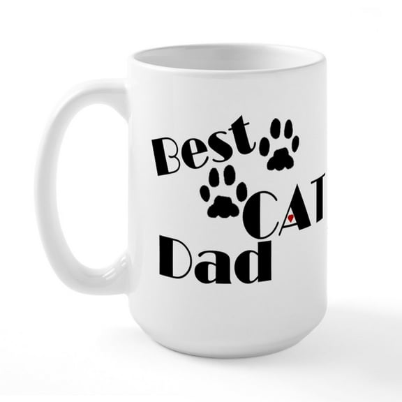 CafePress - Best Cat Dad Large Mug - 15 oz Ceramic Large White Novelty Mug