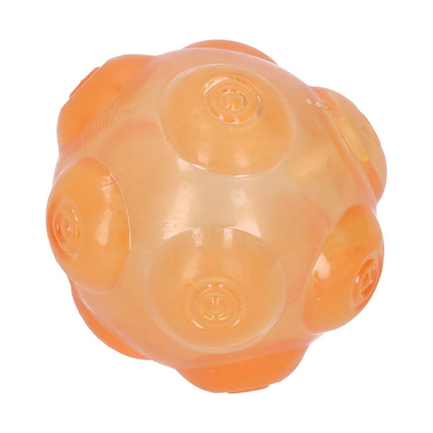 Juguete para masticar mascotas, bola chirriante, TPR, limpieza de dientes flotantes animosos para perros medianos y pequeños, color naranja