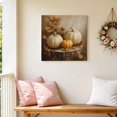 thumbnail image 5 of Canvas Wall Art Thanksgiving Pumpkin Canvas Art Print Fall Country Farmhouse Vintage Maple Leaf Pictures Wall Decor for Living Room Bedroom Artwork Decorations Stretched Framed Ready to Hang 8"x8", 5 of 9