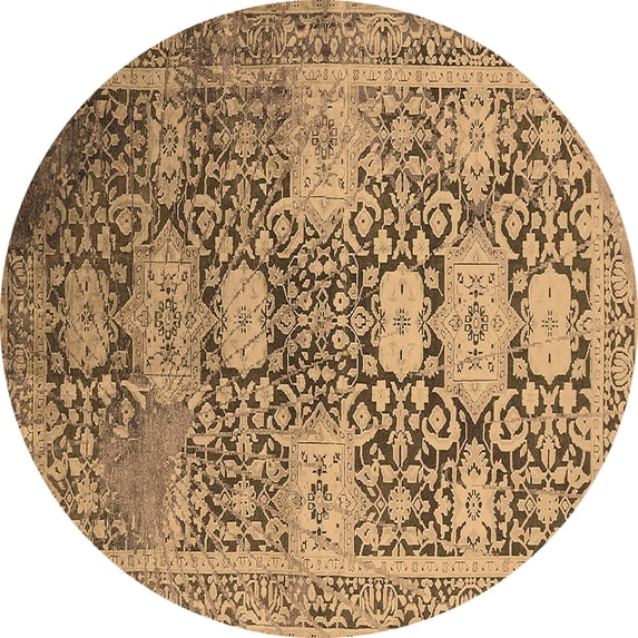 Ahgly Company Indoor Round Oriental Brown Industrial Area Rugs, 3' Round
