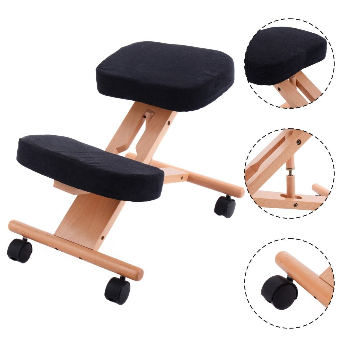 wooden ergonomic kneeling posture office chair, grey - walmart wooden ergonomic kneeling posture office chair, grey - walmart