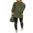 thumbnail image 4 of Women Trendy Jean Shirt Lapel Long Sleeve Button-Up Relax Fit Denim Blouse, 4 of 5
