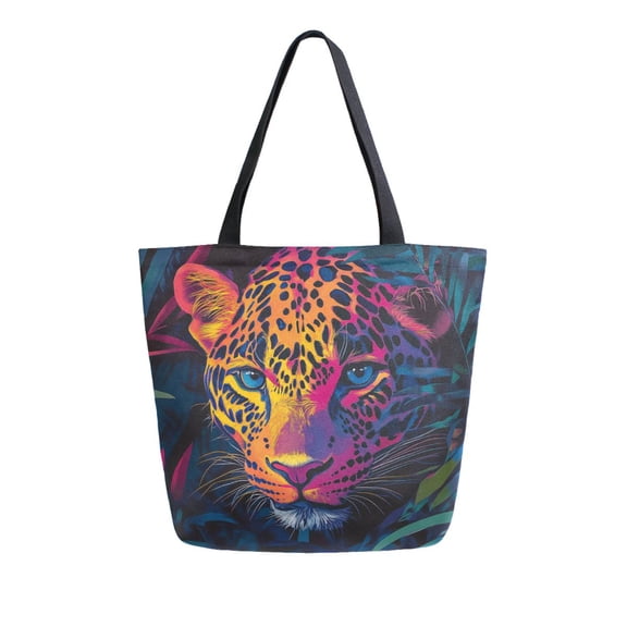 DIXRUYEE Tote Bag Women Weekender Travel Bag Shoulder Handbag Vibrant Jungle Leopard Printed