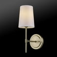 thumbnail image 2 of Globe Electric 14" Modern Glam Matte Brass 1-Light Indoor Wall Sconce White Fabric Shade, 2 of 9