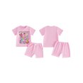 thumbnail image 2 of BemeyourBBs Toddler Baby Girl Back To School Outfit 4 5 6 7 8 9 10 Years Pre Kindergarten Outfit Baby Girl Summer Good Say I'm Ready for Pre-K Clothes Short Sleeve T Shirt Top and Pockets Shorts Set, 2 of 9