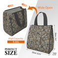 thumbnail image 3 of Camo and Branch Grey Pattern Insulated Lunch Bag for Women Men, Large Portable Soft Cooler Tote, Thermal Food Storage Bag with Pearl Cotton, 8.66L, 8.75"x5.75"x9.5", 3 of 6