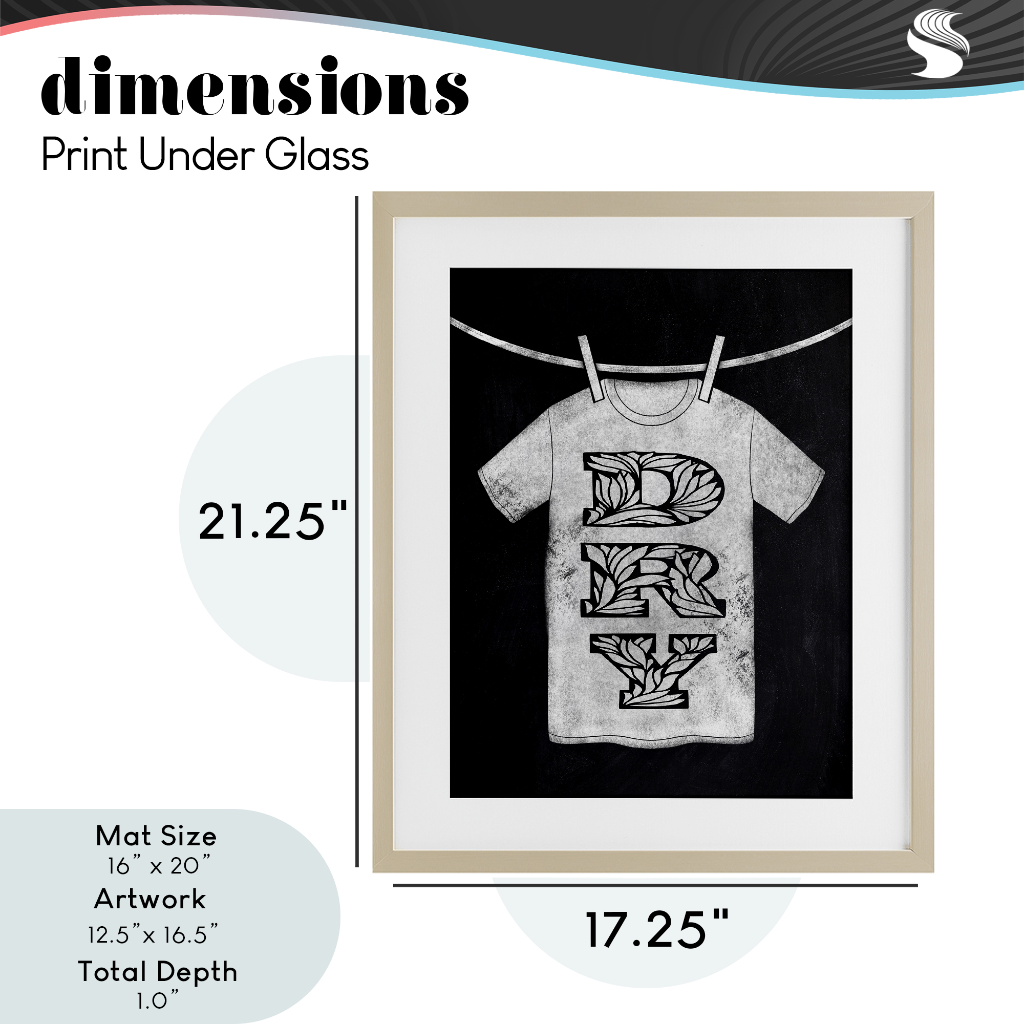 Laundry Dry Ornate Letters Birch Framed Print Under Glass, design by Marcus Prime