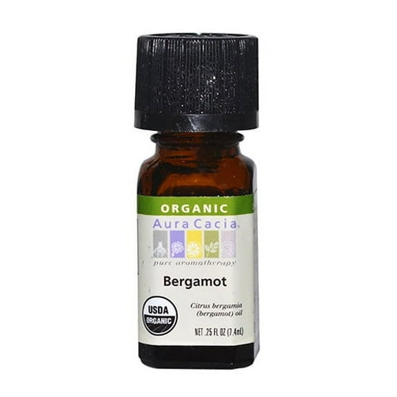 Aura Cacia Aromatherapy 100% Organic Essential Oil, Natural Bergamot - 0.25 Oz