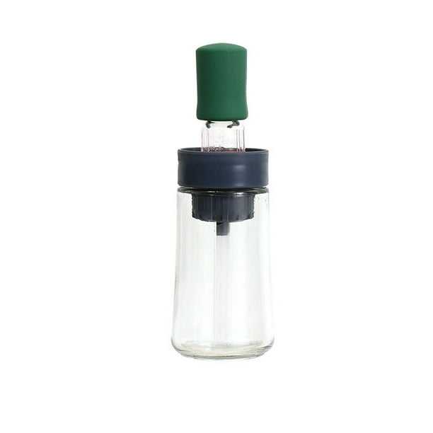 Aceitera de vidrio con cepillo | Dispensador de aceite de alta temperatura para barbacoa y cocina | Sistema de dosificación con control de presión | Diseño con cepillo y tapa integrados | Botella de