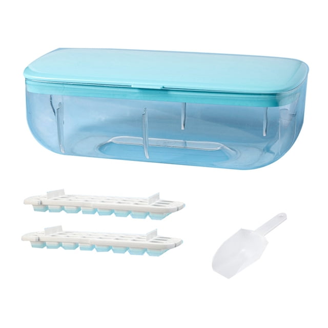 48 Caja de Hielo de Gran Capacidad de Silicona Doble Almacenamiento de Hielo Caja de Hielo Hielo Congelado Artefacto de Refrigerador con Tapa Azul