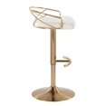 thumbnail image 2 of Charlotte Glam Adjustable Barstool with Swivel in Gold Metal and Cream Velvet with Rounded T Footrest by LumiSource - Set of 2, 2 of 4