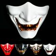 thumbnail image 1 of Half Face Mask Cosplay Prajna Grimace Devil Tactical Halloween Party Festival, 1 of 5