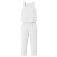 thumbnail image 5 of Womens 2 Piece Sleeveless Tops Sets Summer Outfits 2026 Two Piece Lounge Set Fashion Women Casual Solid 3/4 Pants Pockets Pants Suit, 5 of 5