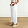 thumbnail image 7 of CQONEPT Womens Cargo Capris High Waisted Barrel Baggy Cargo Pants Wide Leg Dress Casual Cropped Trousers with Pockets White XL, 7 of 7