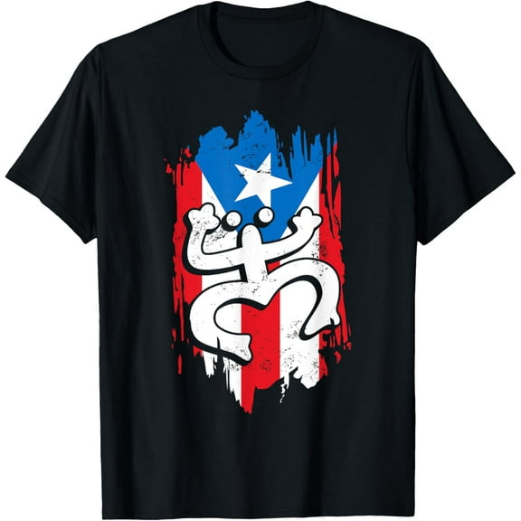 Puerto Rico Coqui Taino Symbol Puerto Rican Flag Frog Retro T-Shirtmen and women can wear, black, white, gifts.S,M,L,XL,2XL,3XL,2095XL