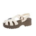 thumbnail image 6 of Gladiator Fisherman Sandals for Women Platform Lug Sole Hollow out Beach Shoes Closed Toe Glitter Rhinestone Buckle Ankle Strap Summer Dress Shoes White Size 7, 6 of 7
