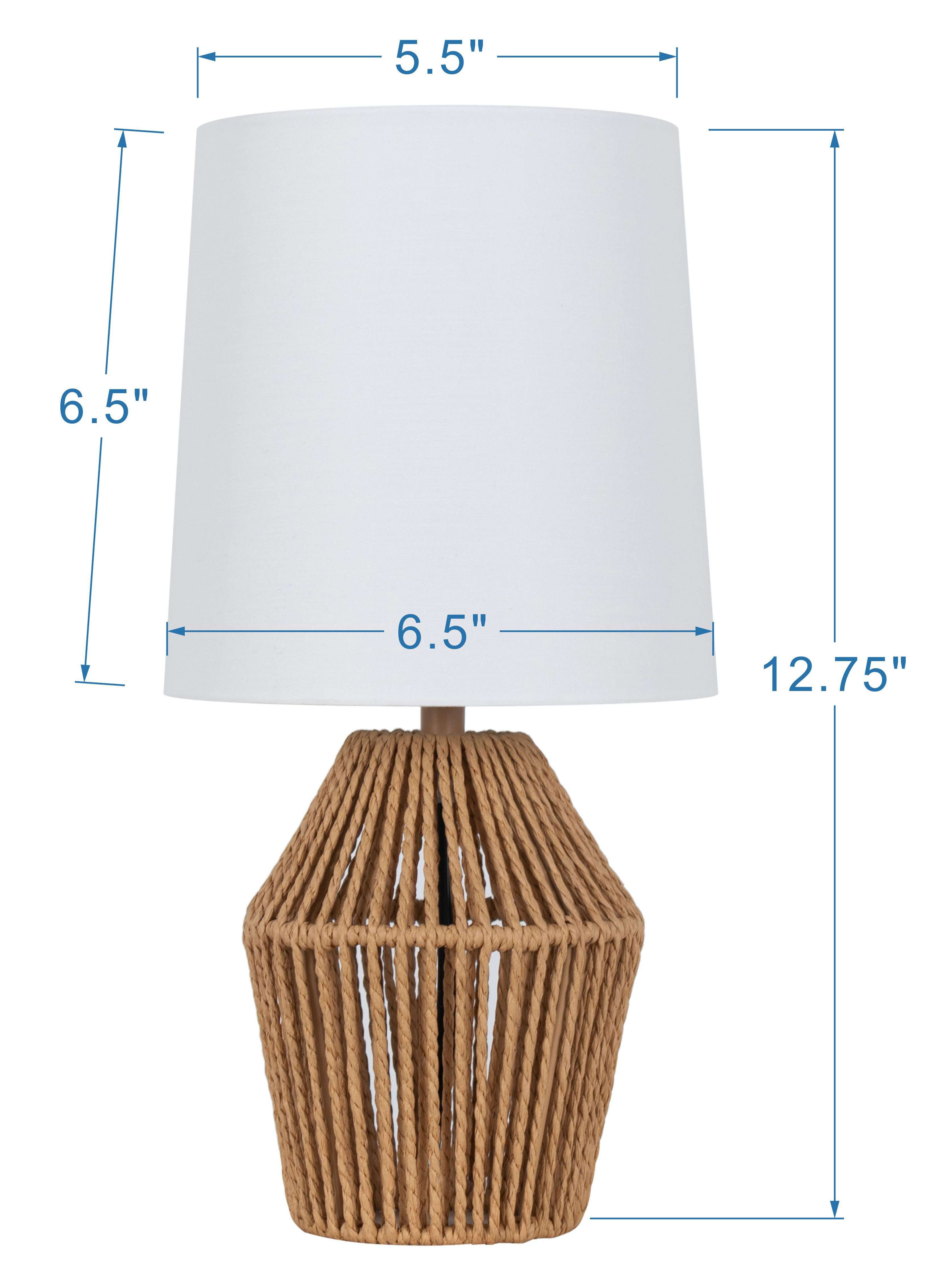 (4 pack) Mainstays 12.75" Rope Mini Lamp, Brown, 5.75 x 6.5 x 6.5" Lamp Shade