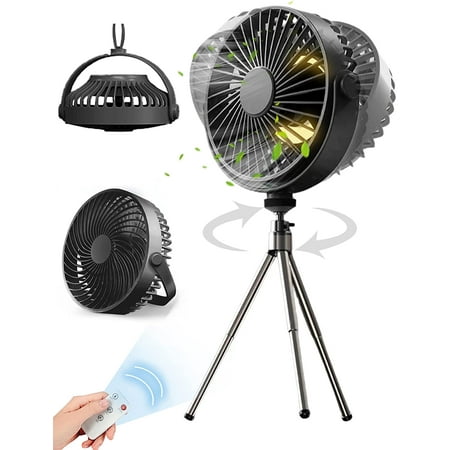 

Camping Fans 2 in 1 Rechaggeable Battery Powered Fan and Lantern With Folding Tripod& Hanging Hook Powerful & Quiet 3 Speeds