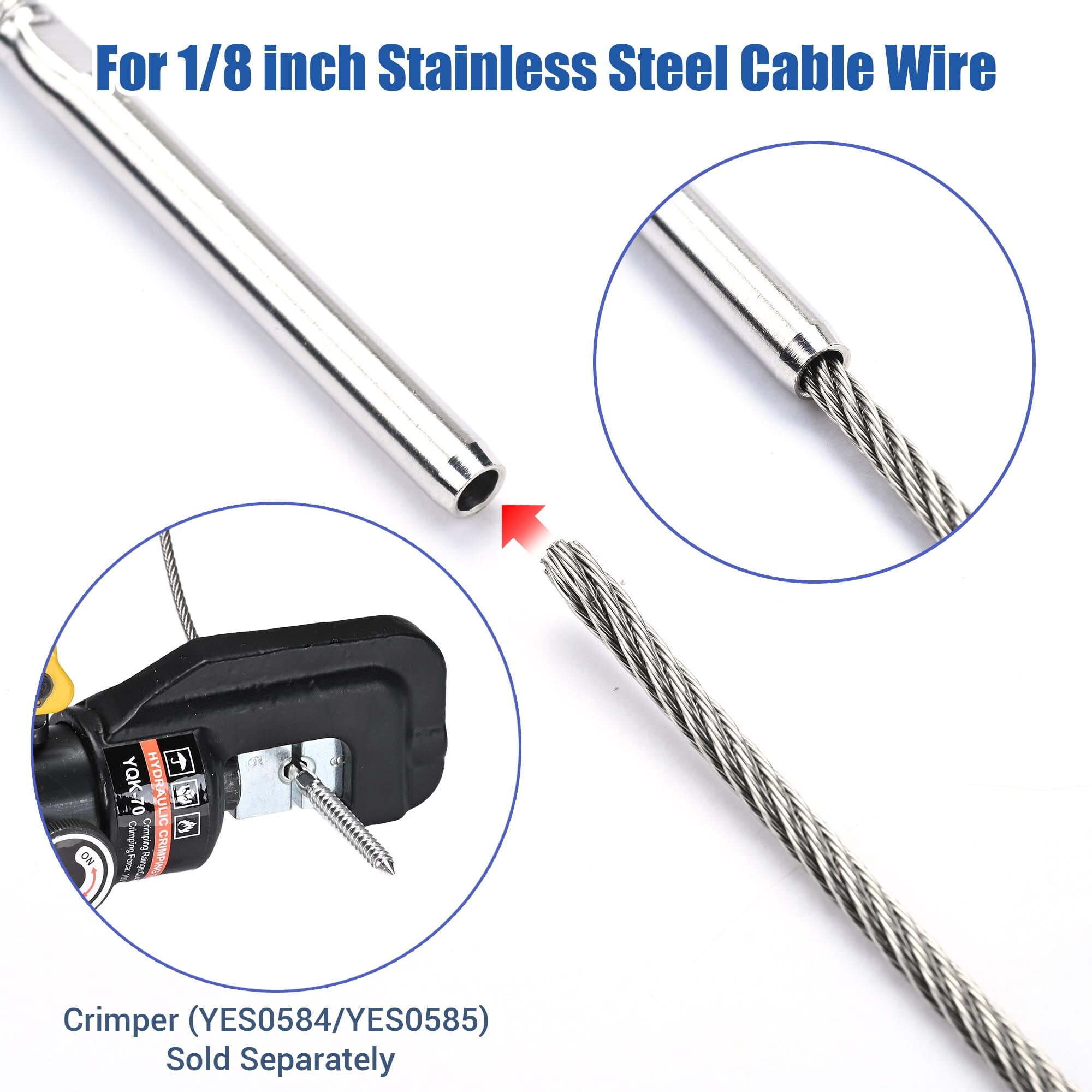 Yescom T316 Stainless Steel Cable Railing Hardware Right&Left Handed Thread Swage Lag Screws for Wood Posts - 60 pack