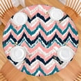 thumbnail image 2 of Vinyl Round Tablecover with Floral Bohemian Print, 44 Inch Elastic Edge Fits 38"-42" Tables, Easy Wipe Clean for All Occasions, 2 of 7