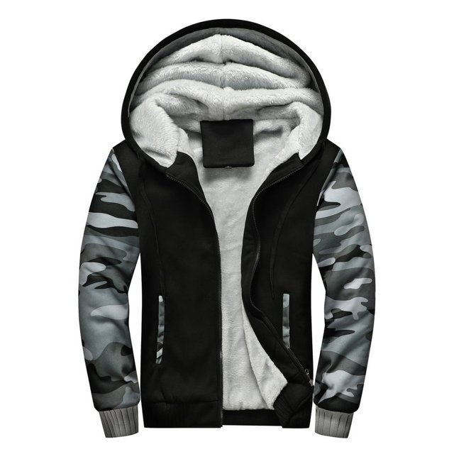 APEXFWDT Chandails à Capuchon pour Hommes Grande Taille, Épais, à Fermeture Éclair Complète, en Molleton Sherpa Doublé, Chandail à Capuche Chaud pour l'Automne et l'Hiver