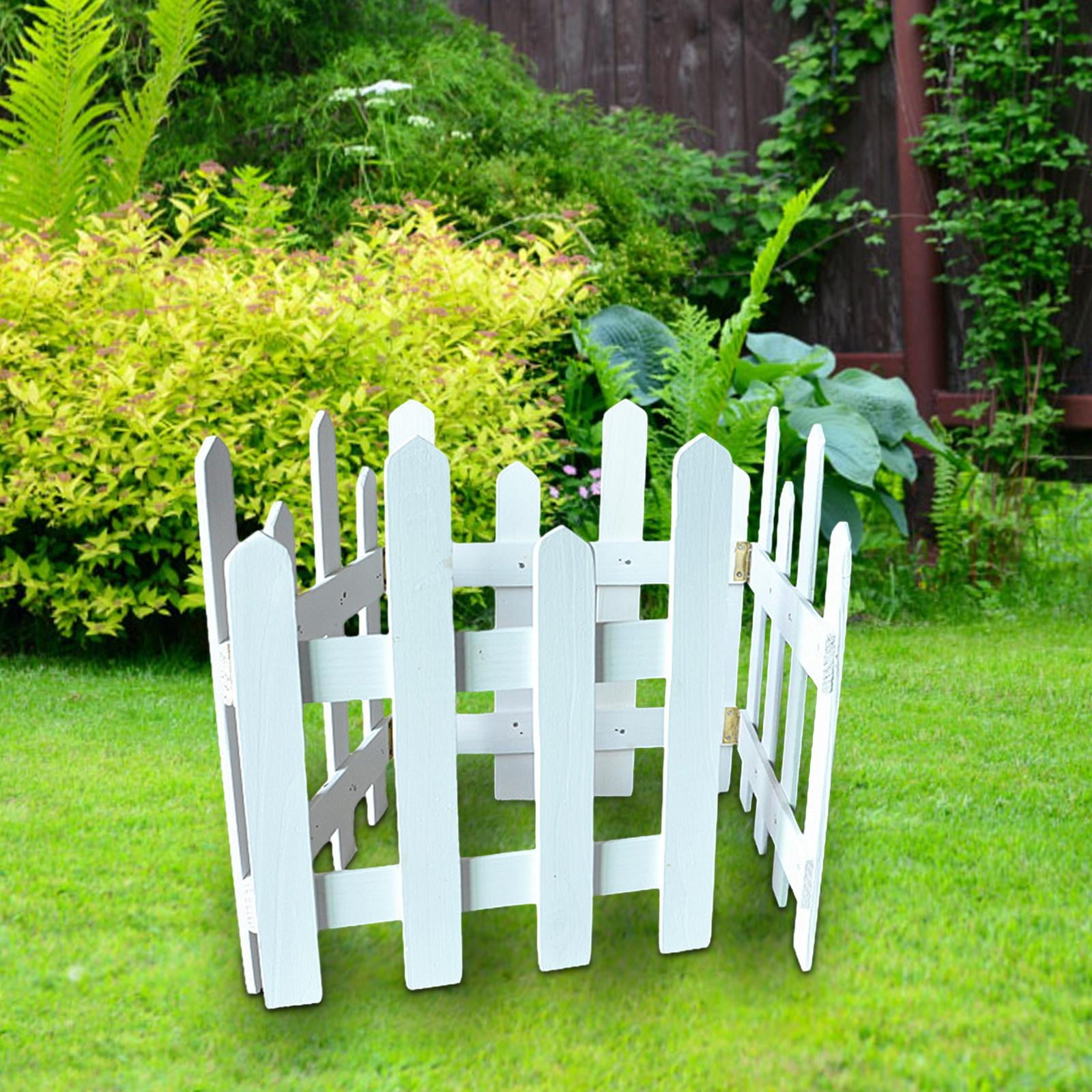 Colaxi Landscape Edging Border Fence Wood Fence DIY Gardening Wooden Garden Fence,Picket Fence for Edgings Flowerbeds, Plant Borders White Height 35cm