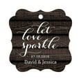 thumbnail image 1 of Darling Souvenir Custom Let Love Sparkle Wedding Hang Tags Personalized Fancy Frame Paper Tags -Dark Wood-100 Tags, 1 of 1