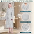 thumbnail image 2 of PAVILIA Plush Robe for Women, Soft Fleece Long Spa Robe, Ladies Bathrobe with Pockets, Warm Fuzzy Housecoat, Light Grey, S/M, 2 of 8