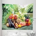 thumbnail image 1 of Food Tapestry, Blurred Backdrop Photography Print of Tasty Vegetables and Fruits Peach Carrot, Fabric Wall Hanging Decor for Bedroom Living Room Dorm, 5 Sizes, Green Multicolor, by Ambesonne, 1 of 1