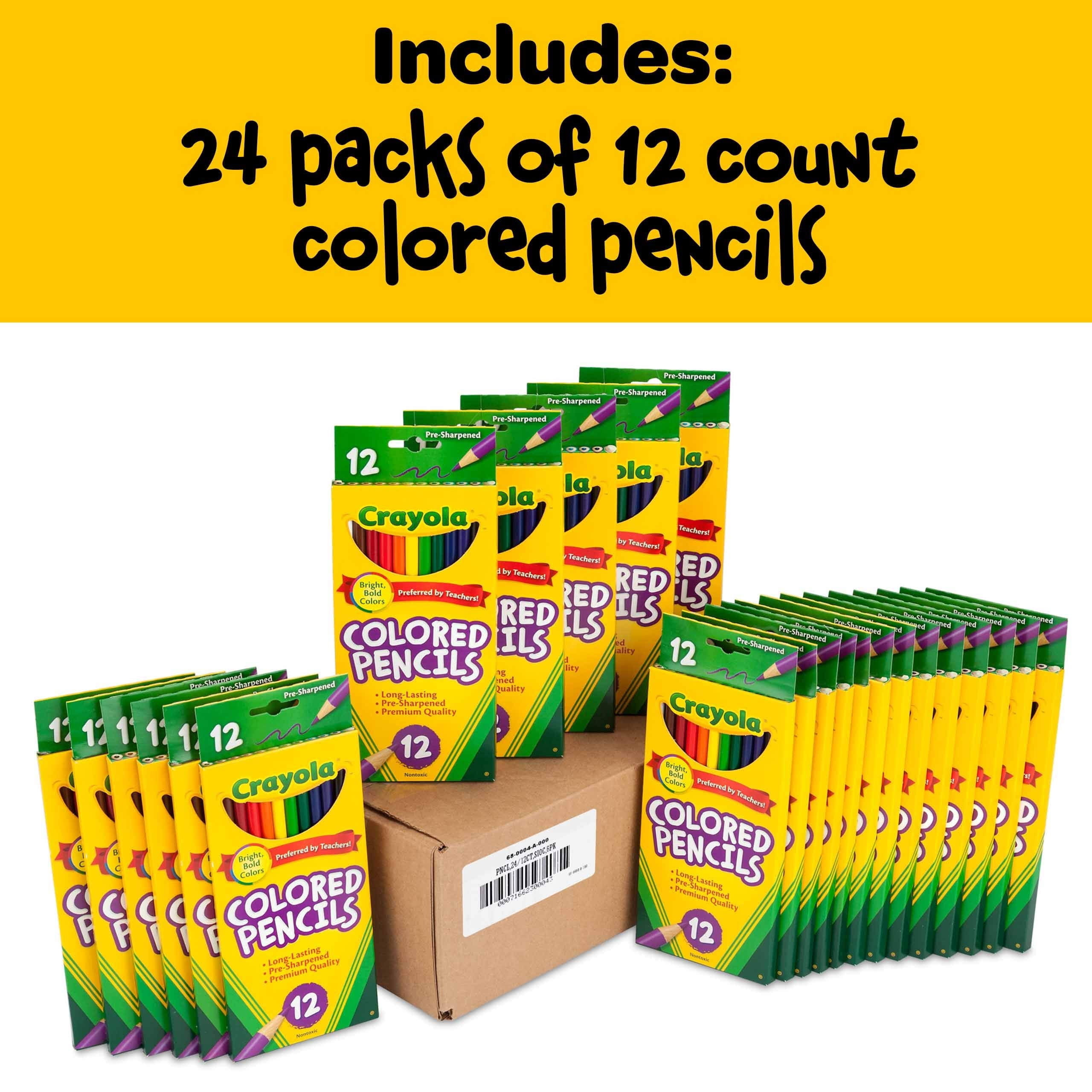 Crayola Colored Pencils, 24 Packs of 12-Count Colored Pencils, Art Tools in Vibrant Colors, great for School or Home Projects, Adult Coloring