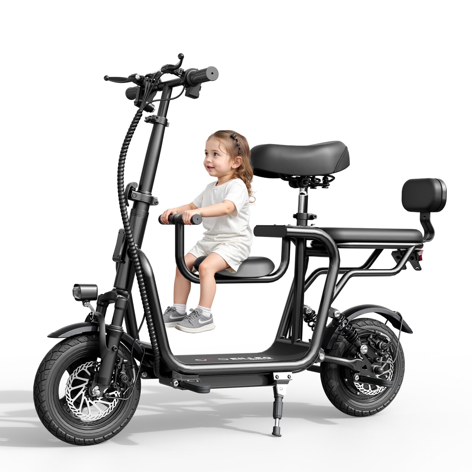 48V Adult Electric Scooter with Seat - 500W Motor (Peak 750W), 20 Miles Range, 18.75 MPH, Dual Braking System, 14" Tires