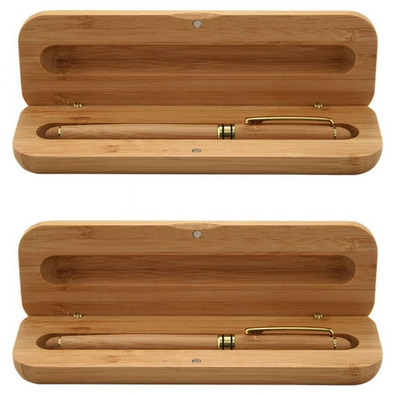 2X Vintage Elegant Bamboo Fountain Pen with Box for Business Gifts Luxury Office Writing Pens