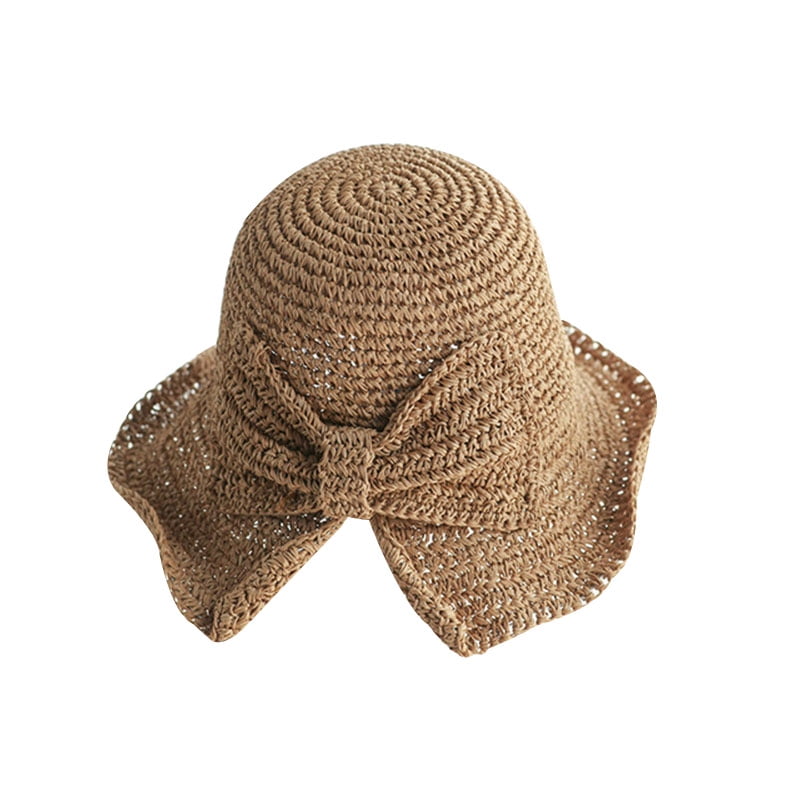Summer Ladies Fashion Wild Straw Hat Wide Brimmed Bow Beach Hat Sun Hat Women Sunscreen Hat Mountaineering Cap 
