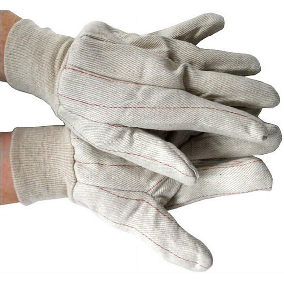 Cotton Double Palm Glove with Knit Wrist (Sold by Dozen) Mens Size