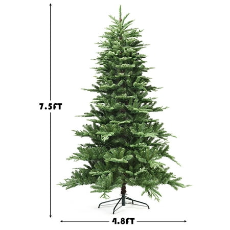 Costway 7.5Ft Pre-Lit Aspen Fir Hinged Artificial Christmas Tree w/ 700 ...