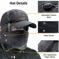 thumbnail image 6 of Winter Trapper Hat, IC ICLOVER Unisex Ushanka Hunting Hat Russian Trooper Ear Flap Chin Strap Hat with Windproof Mask-Keep Warm in Cold Weather-Dark Gray, 6 of 10